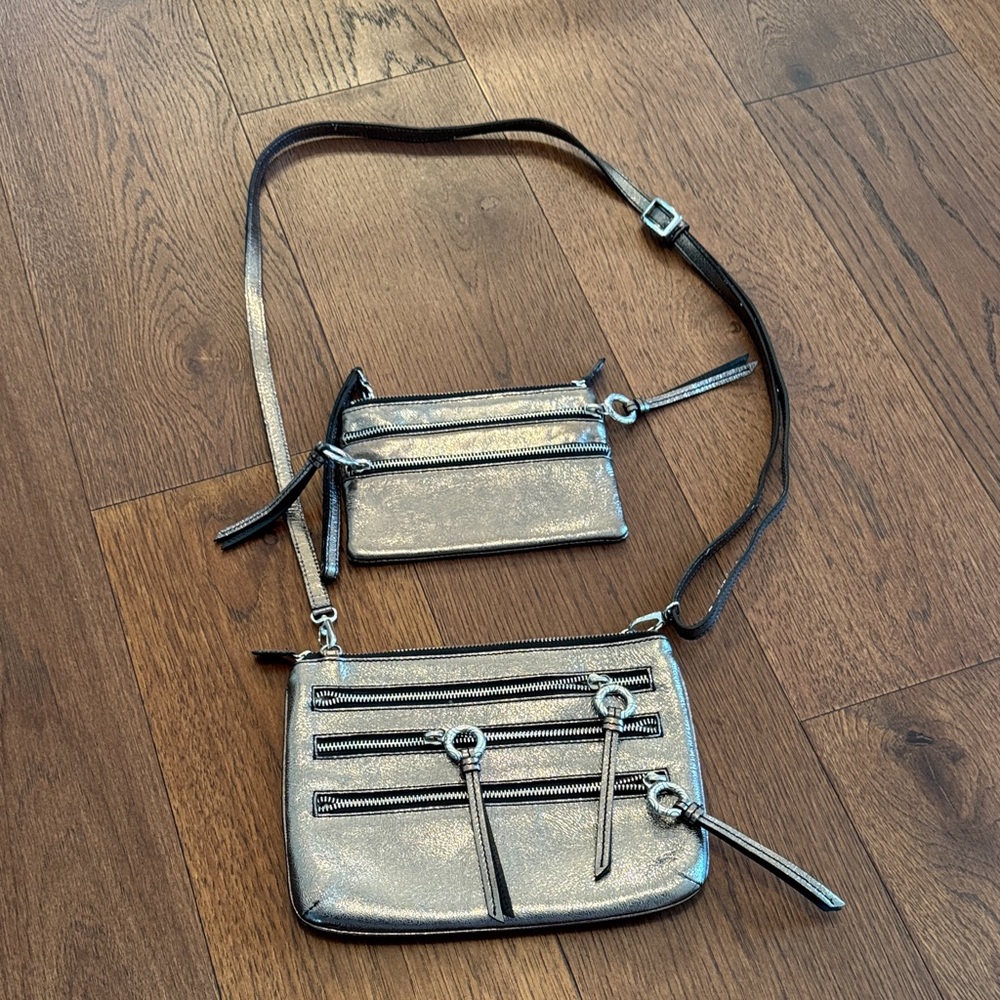 Brighton Metallic Crossbody Multi-Zip Women’s Bag